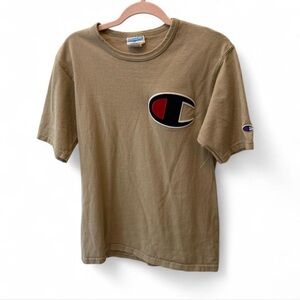 Champion Logo T-Shirt Men’s Medium Khaki Cotton Tee